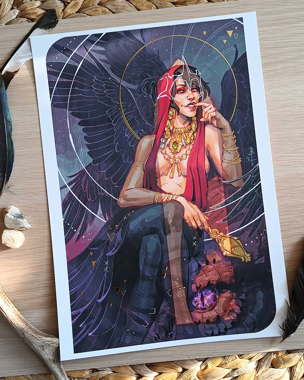 Morrigan Golden Foil A4 Print
