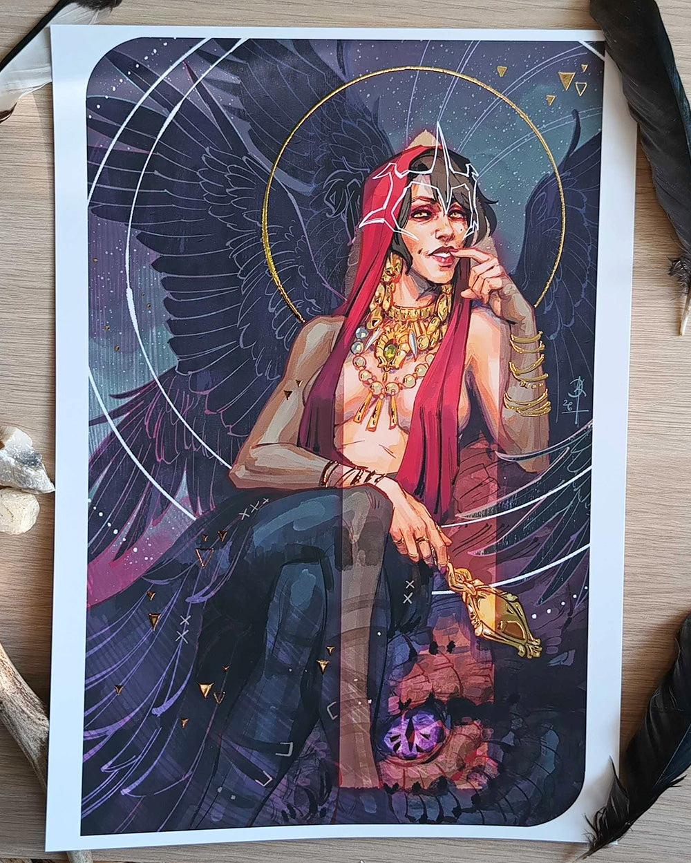 Morrigan Golden Foil A4 Print