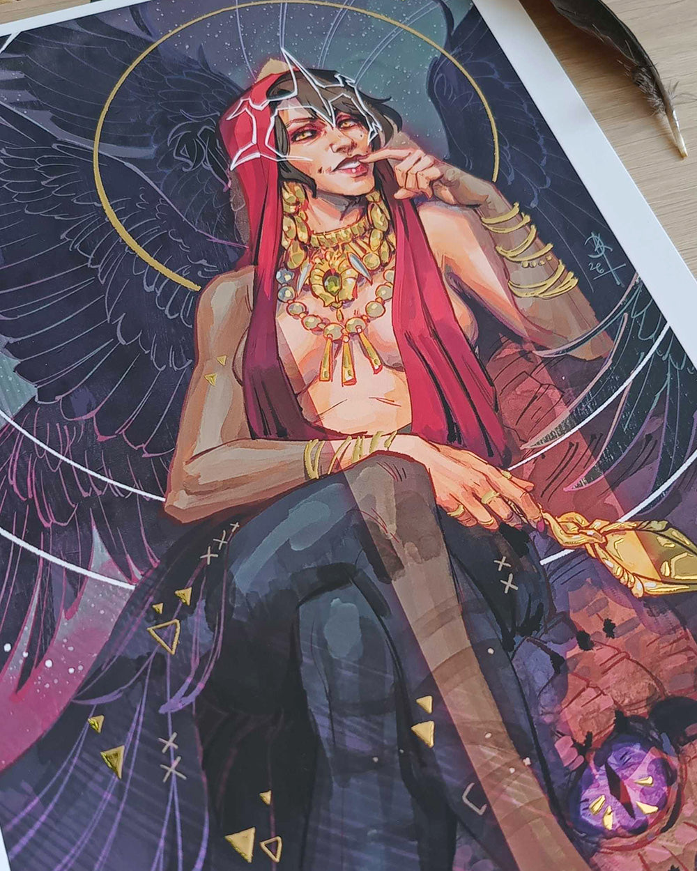 Morrigan Golden Foil A4 Print